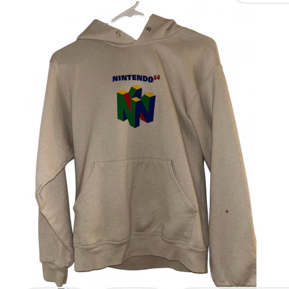 nintendo 64 sweatshirt Small Stain On Arm And Small Hole On Hood Seen In Pics